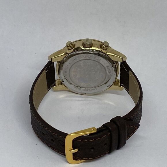 Michael Kors Ritz MK6328 Women Brown Leather Gold Analog Dial Quartz Watch Y214 - Picture 10 of 12